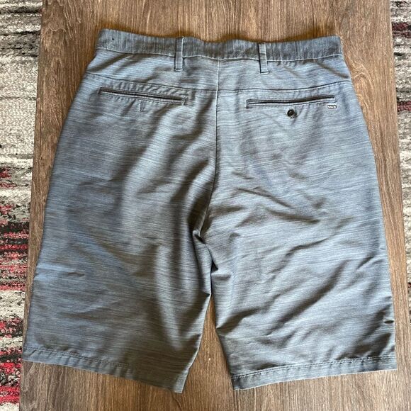 Heathered navy blue exclusive buckle Bermuda shorts - Picture 4 of 5